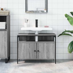 vidaXL Wastafelkast 80x30x60 cm bewerkt hout grijs sonoma eikenkleurig