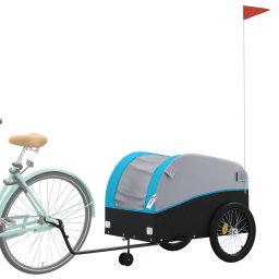 vidaXL Fietstrailer 45 kg ijzer zwart en blauw