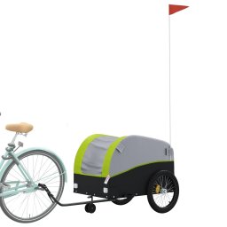 vidaXL Fietstrailer 45 kg ijzer zwart en groen