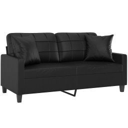 vidaXL Tweezitsbank met sierkussens 140 cm kunstleer zwart