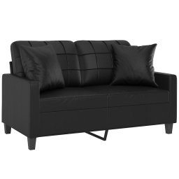 vidaXL Tweezitsbank met sierkussens 120 cm kunstleer zwart