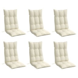 vidaXL Stoelkussens 6 st hoge rug oxford stof crèmekleurig