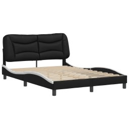 vidaXL Bedframe zonder matras "Hvar" kunstleer zwart en wit 120x200 cm