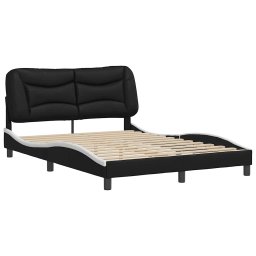 vidaXL Bedframe zonder matras "Hvar" kunstleer zwart en wit 140x200 cm