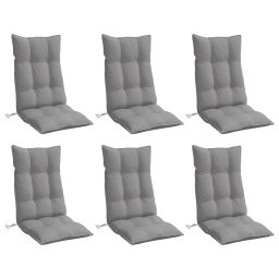 vidaXL Stoelkussens 6 st hoge rug oxford stof grijs