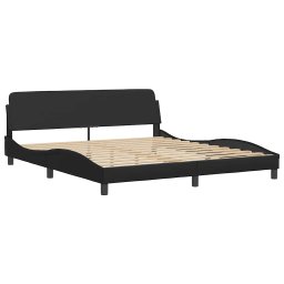 vidaXL Bedframe zonder matras "Hvar" kunstleer zwart 180x200 cm