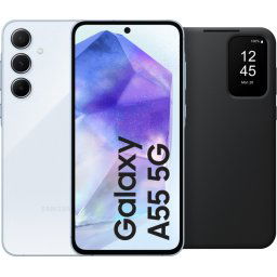 Samsung Galaxy A55 128GB Lichtblauw 5G + Smart View Book Case Zwart