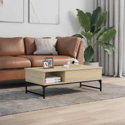 vidaXL Salontafel 100x50x35 cm bewerkt hout en metaal sonoma eiken
