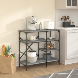 vidaXL Bakkersrek 90x40x84 cm bewerkt hout en metaal grijs sonoma