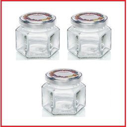 Leifheit 3209 Jampot Zeshoekig 106 ml Glas/Zilver (set van 3 stuks)