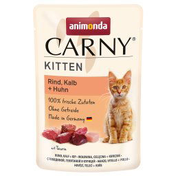 12x85g Kitten Maaltijdzakjes Rund, Kalf + Kip animonda Carny Kattenvoer