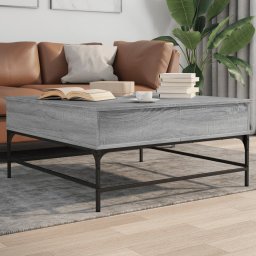 vidaXL Salontafel 95x95x45 cm bewerkt hout en metaal grijs sonoma