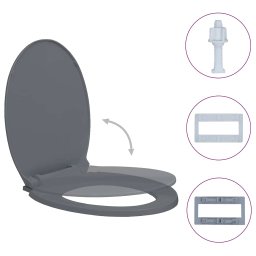 vidaXL Toiletbril soft-close ovaal grijs