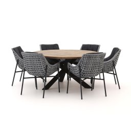 + 15% kassakorting | Manifesto Novara/ROUGH-Y ø150cm dining tuinset 7-delig - Laagste prijsgarantie!