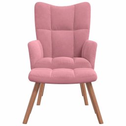 vidaXL Relaxstoel met voetenbank fluweel roze