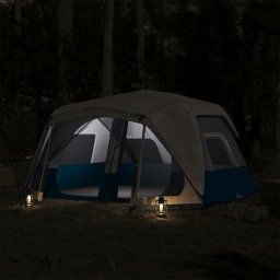 vidaXL Tent met LED 10-persoons snelontgrendeling lichtblauw
