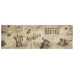 vidaXL Keukenmat wasbaar koffieprint 60x180 cm fluweel bruin
