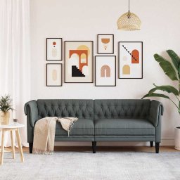 vidaXL Driezitsbank Chesterfield-stijl stof donkergrijs