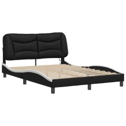 vidaXL Bedframe met LED zonder matras "Hvar" zwart en wit 140x200 cm