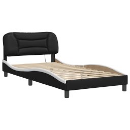 vidaXL Bedframe met LED zonder matras "Hvar" zwart en wit 100x200 cm