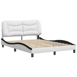vidaXL Bedframe met LED zonder matras "Hvar" wit en zwart 140x200 cm