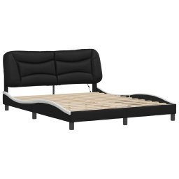 vidaXL Bedframe met LED zonder matras "Hvar" zwart en wit 160x200 cm