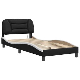 vidaXL Bedframe met LED zonder matras "Hvar" zwart en wit 80x200 cm