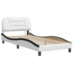 vidaXL Bedframe met LED zonder matras "Hvar" wit en zwart 90x200 cm