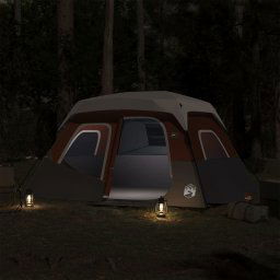 vidaXL Tent met LED 6-persoons snelontgrendeling lichtgrijs en oranje