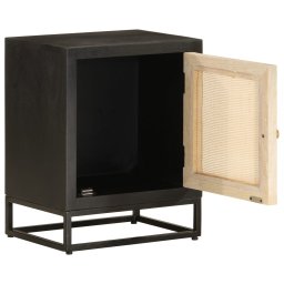 vidaXL Nachtkastje 40x30x50 cm massief mangohout en ijzer zwart