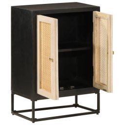 vidaXL Dressoir 55x30x76 cm massief mangohout en ijzer zwart