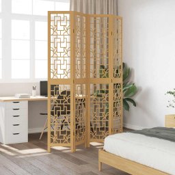 vidaXL Kamerscherm met 4 panelen massief paulowniahout bruin