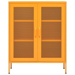 vidaXL Opbergkast mosterdgeel 80x35x101,5 cm staal