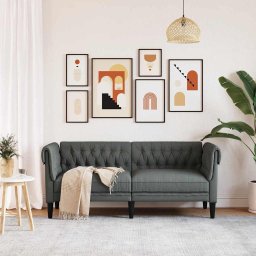vidaXL Tweezitsbank Chesterfield-stijl stof donkergrijs