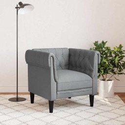 vidaXL Fauteuil Chesterfield-stijl stof lichtgrijs