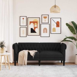 vidaXL Tweezitsbank Chesterfield-stijl stof zwart