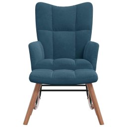 vidaXL Schommelstoel met krukje blauw fluweel