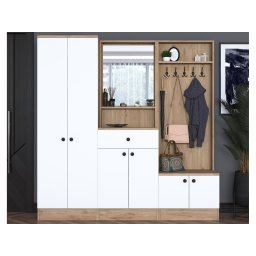 Vestiaire PERRY 6 deuren 1 lade walnoot/wit