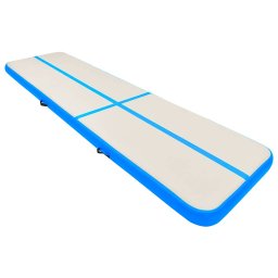 vidaXL Gymnastiekmat met pomp opblaasbaar 800x100x15 cm PVC blauw