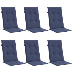vidaXL Stoelkussens 6 st hoge rug stof marineblauw