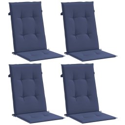 vidaXL Stoelkussens 4 st hoge rug stof marineblauw