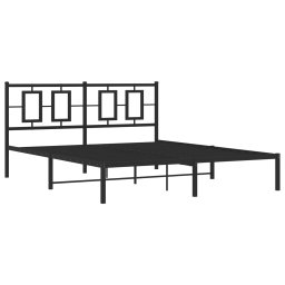 vidaXL Bedframe met hoofdbord metaal zwart 150x200 cm