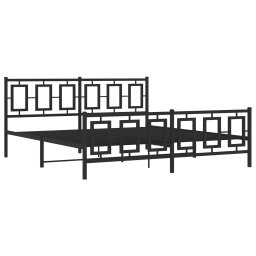 vidaXL Bedframe met hoofd- en voeteneinde metaal zwart 183x213 cm