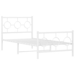 vidaXL Bedframe met hoofd- en voeteneinde metaal wit 90x190 cm