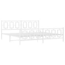 vidaXL Bedframe met hoofd- en voeteneinde metaal wit 193x203 cm