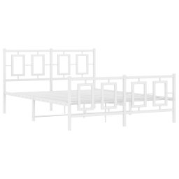 vidaXL Bedframe met hoofd- en voeteneinde metaal wit 135x190 cm