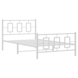 vidaXL Bedframe met hoofd- en voeteneinde metaal wit 107x203 cm