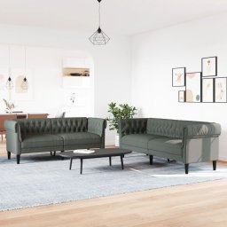 vidaXL 2-delige Loungeset stof donkergrijs