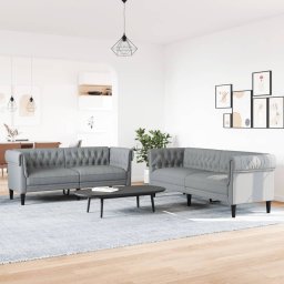 vidaXL 2-delige Loungeset stof lichtgrijs