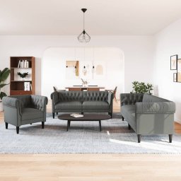 vidaXL 3-delige Loungeset stof donkergrijs